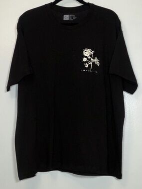 Lira Black Short Sleeve Tee with White Rose Graphic